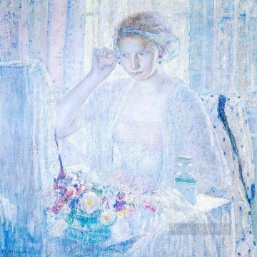 Girl with Earrings Impressionist women Frederick Carl Frieseke Oil Paintings